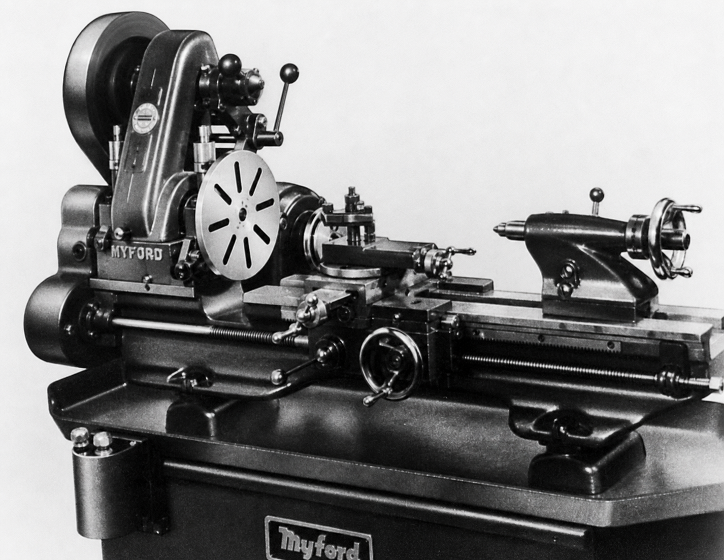 20th-century steel-working lathe
