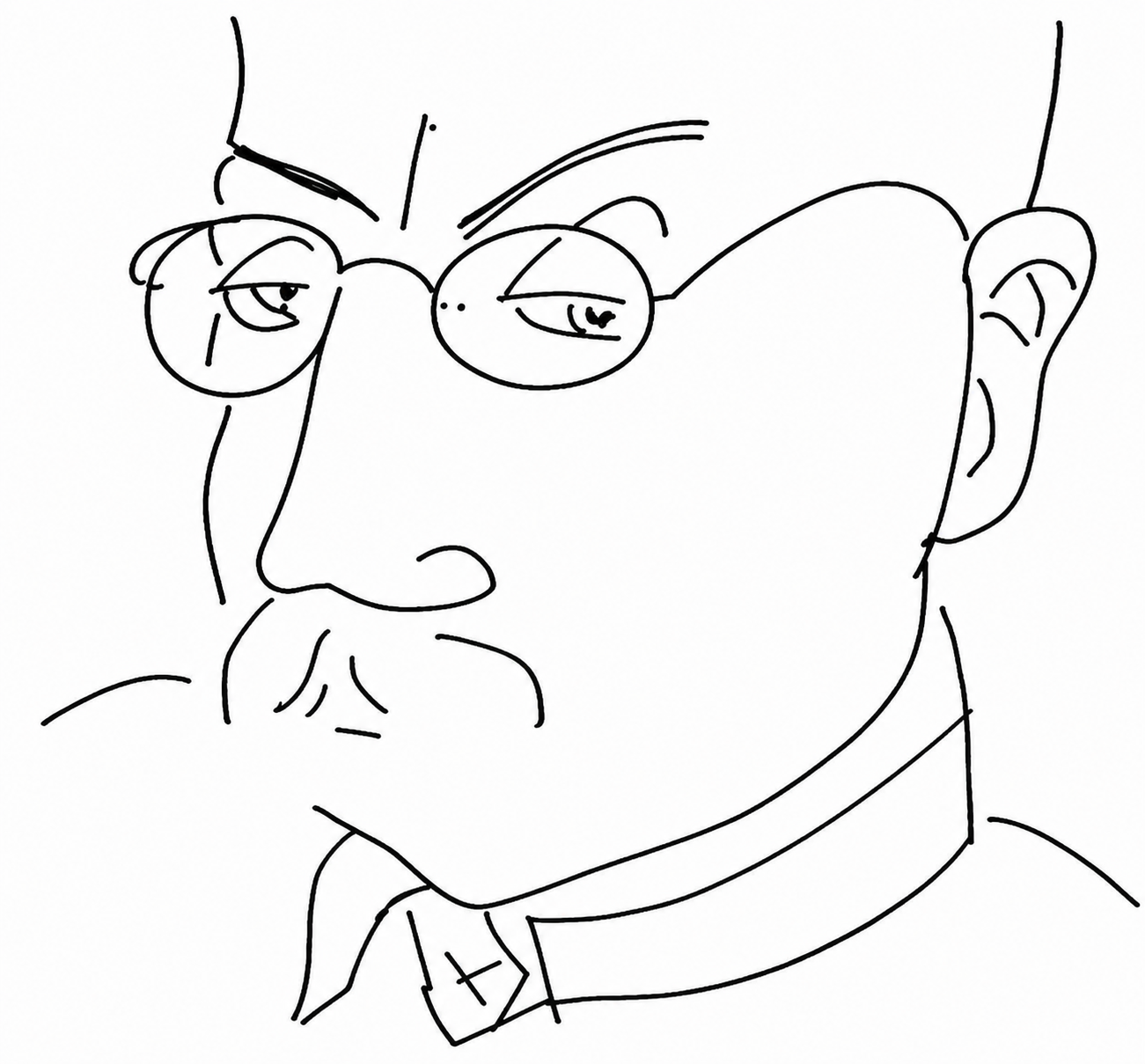 Four different self-portraits of Matisse: the features are different in each case; only the wholeness remains the same in every drawing.