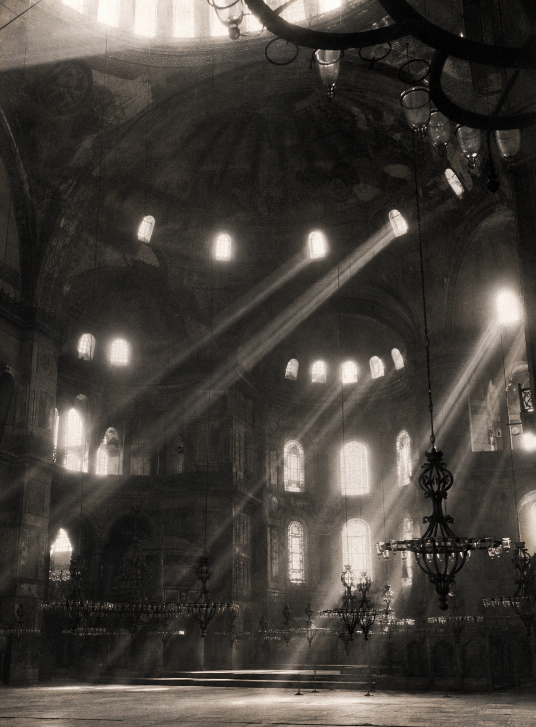 Hagia Sophia, Istanbul: the sunbeams are essential centers in the wholeness.