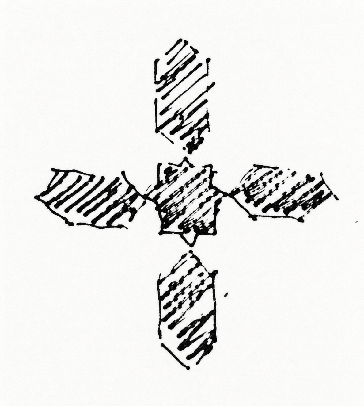 Step 2: The black star-octagon, intensified by four green hexagons stretching out from it and forming a cross