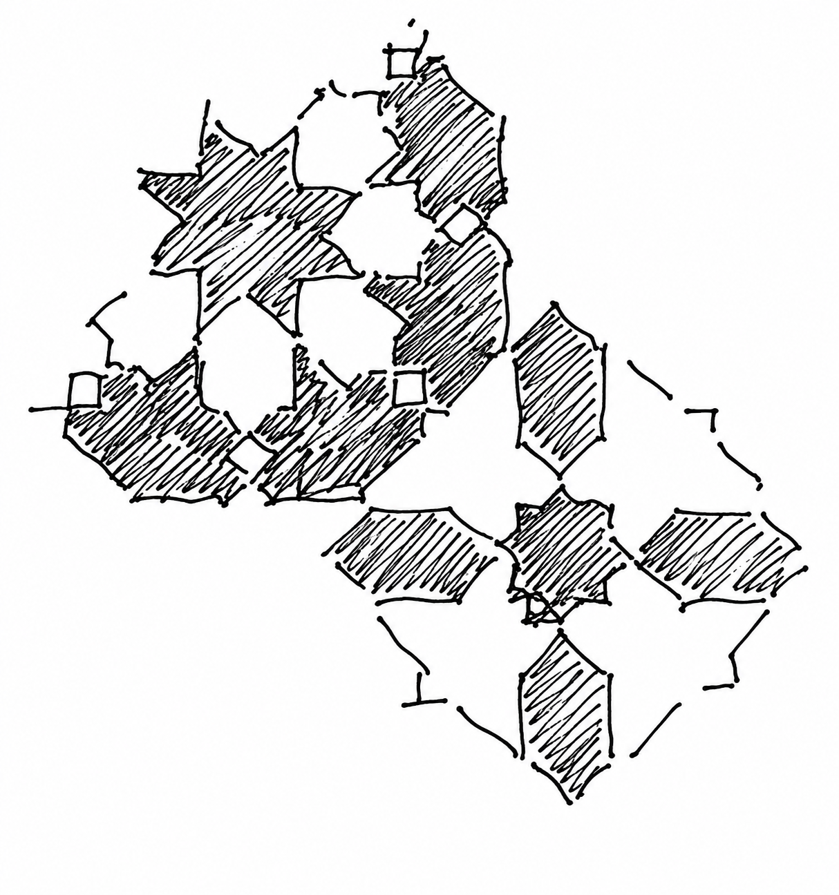 everything in the pattern around the staroctagon, except the star-octagon itself, its life is much diminished. As I open my hand, and gradually reveal more and more of the surround-