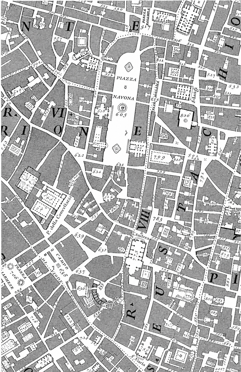 The Nolli plan of Rome: hundreds of positive spaces