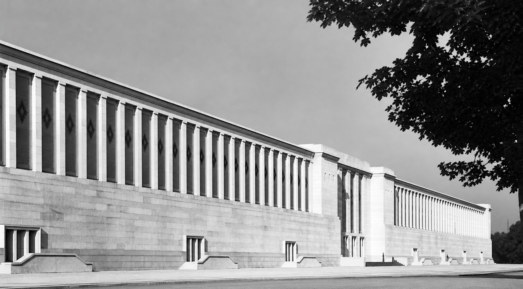 Zeppelinfeld by Albert Speer: brutal overall symmetry of a very simple-minded type, but few local symmetries