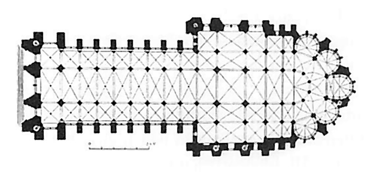 Volumetric contrast in the masses formed by the cathedral plan at Rheims