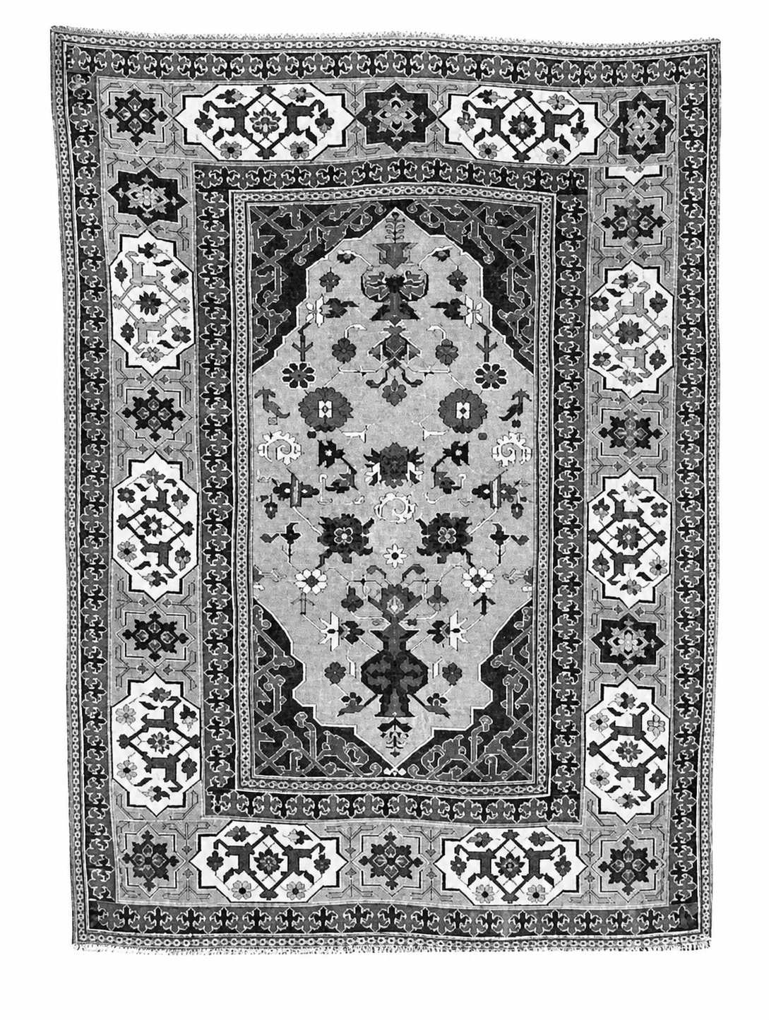 Turkish prayer carpet: all the elements are combinations of right angles and 45-degree angles, based on the star-octagon.