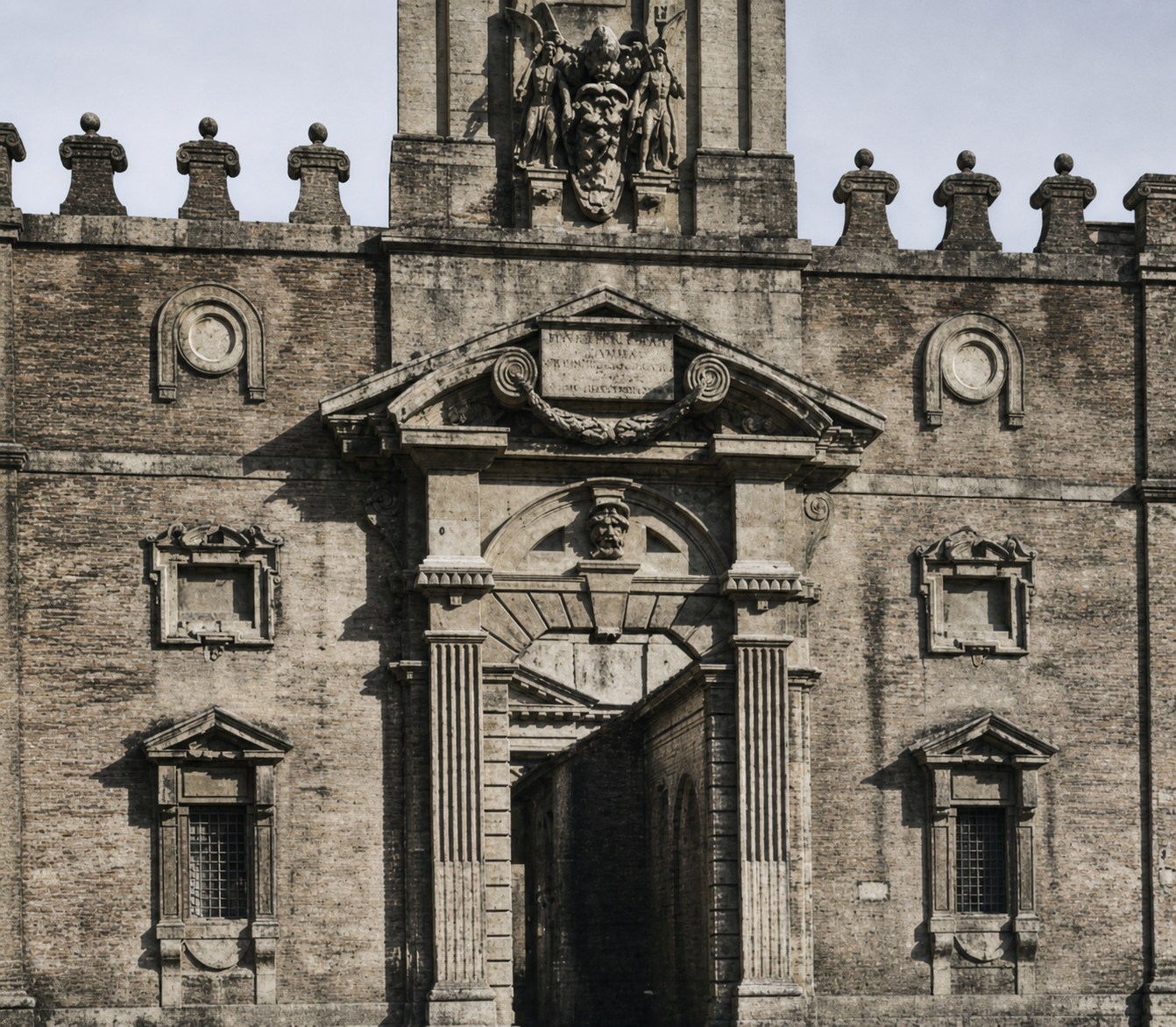 Eclectic building by Michelangelo: the ecuoes property is missing. There are far too many different morphological themes, and the composition is confusing.