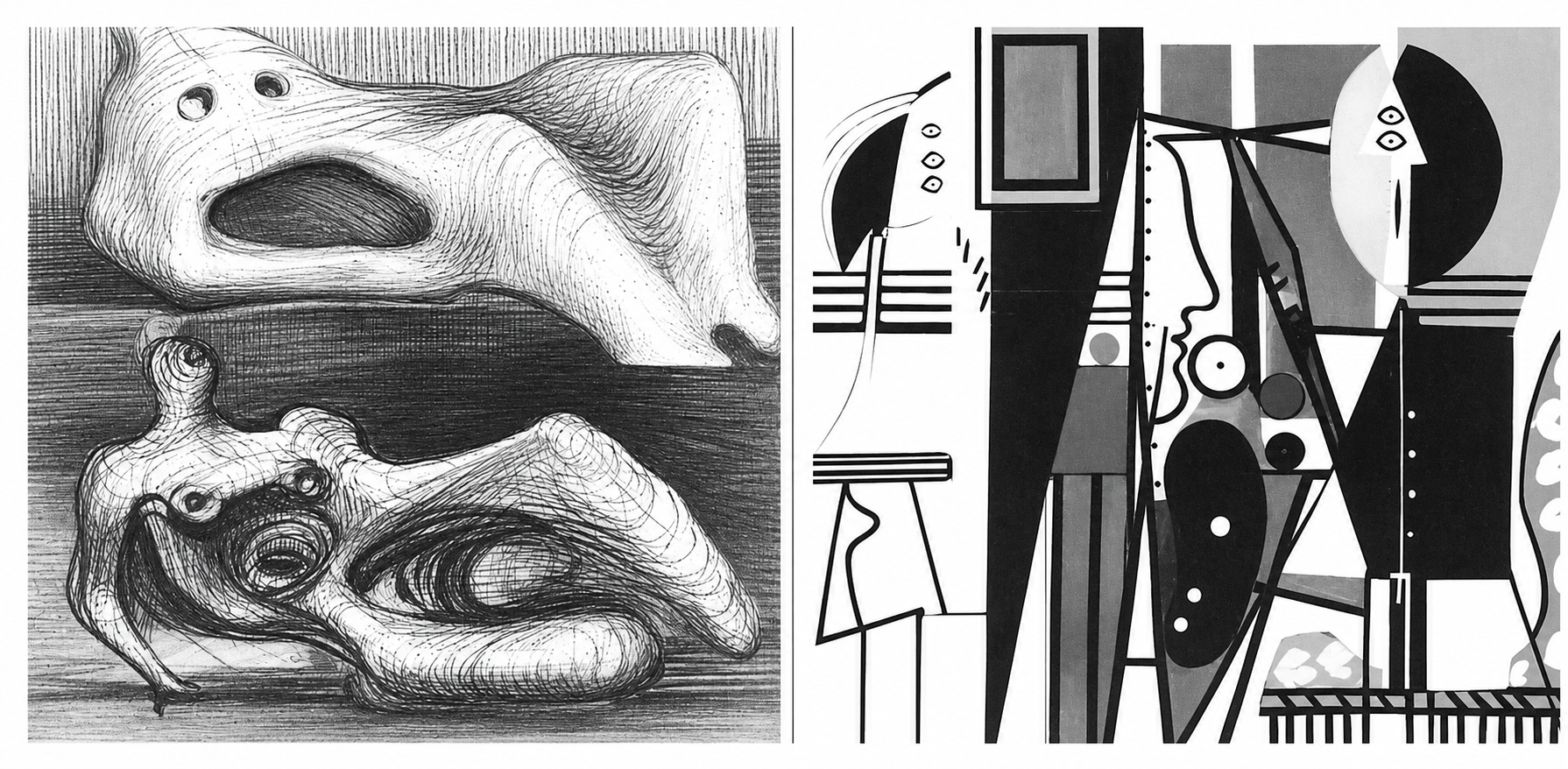 Women's figures drawn by Henry Moore