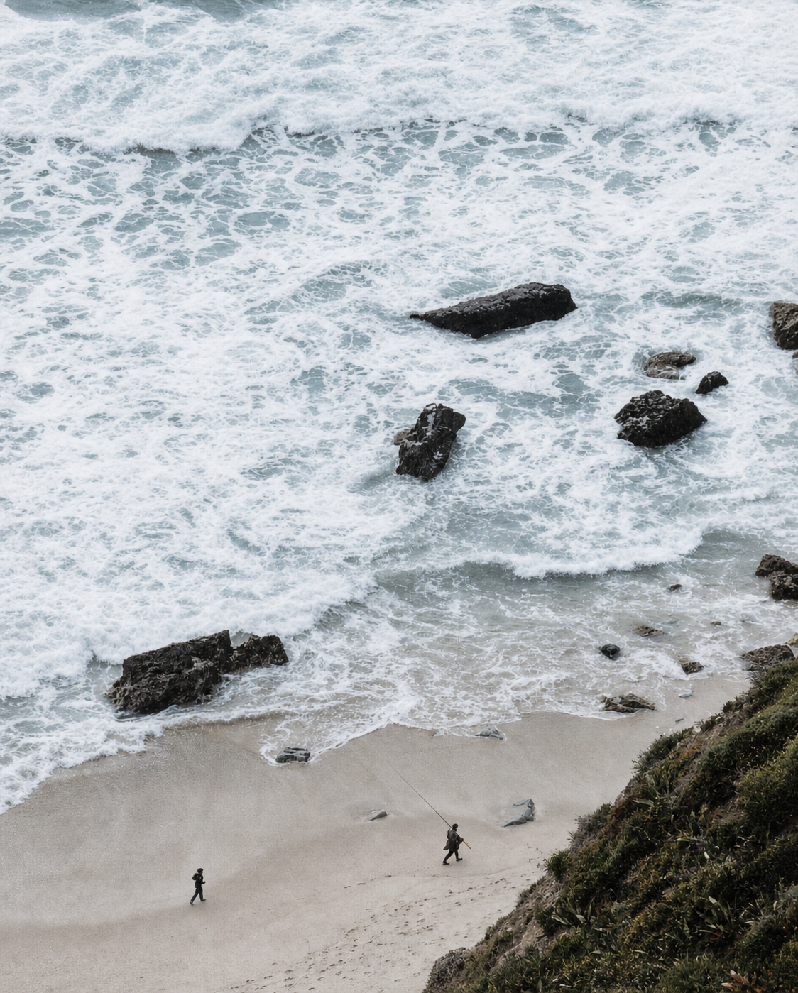 Wild waves on the ocean shore