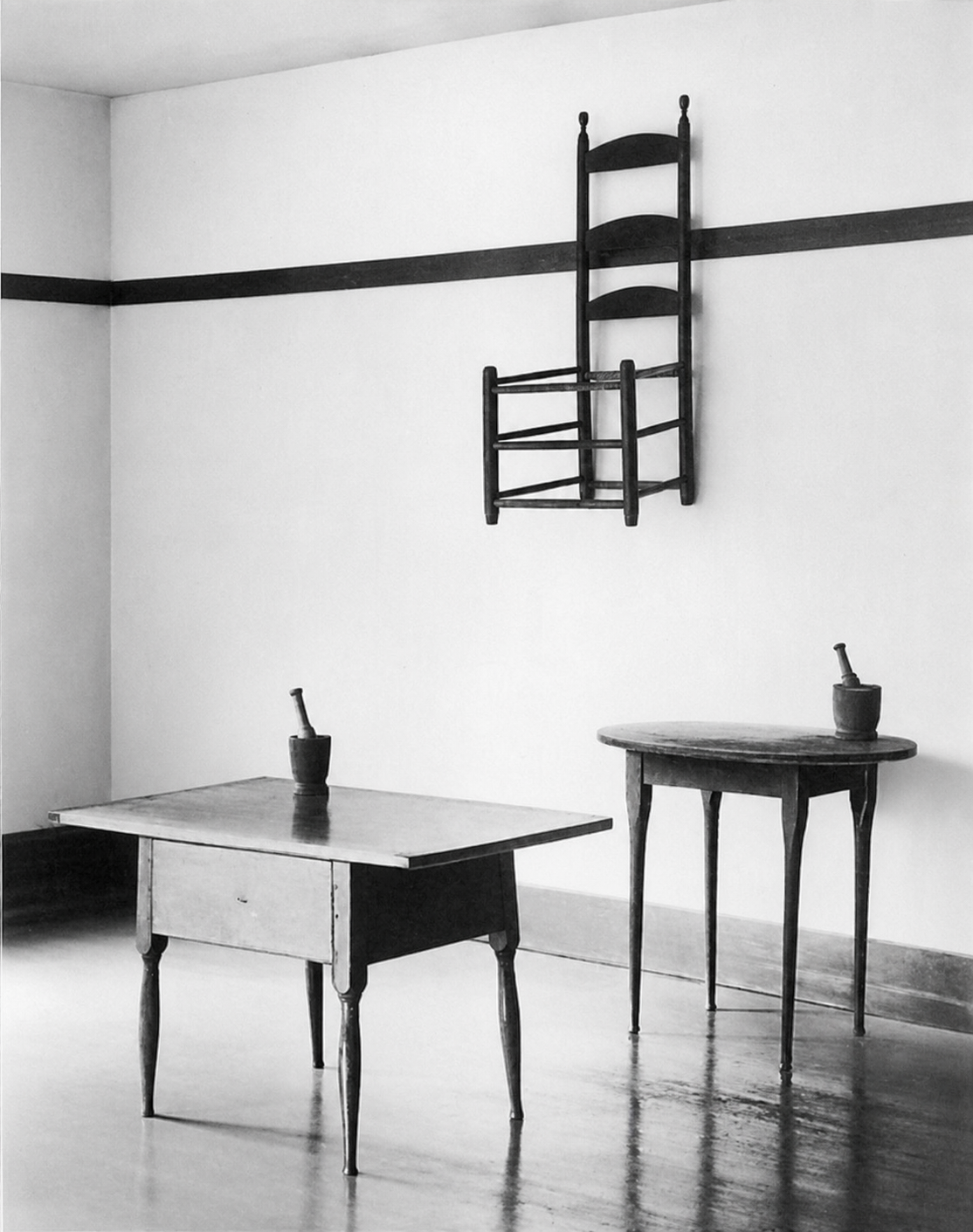 The chair hanging on the peg