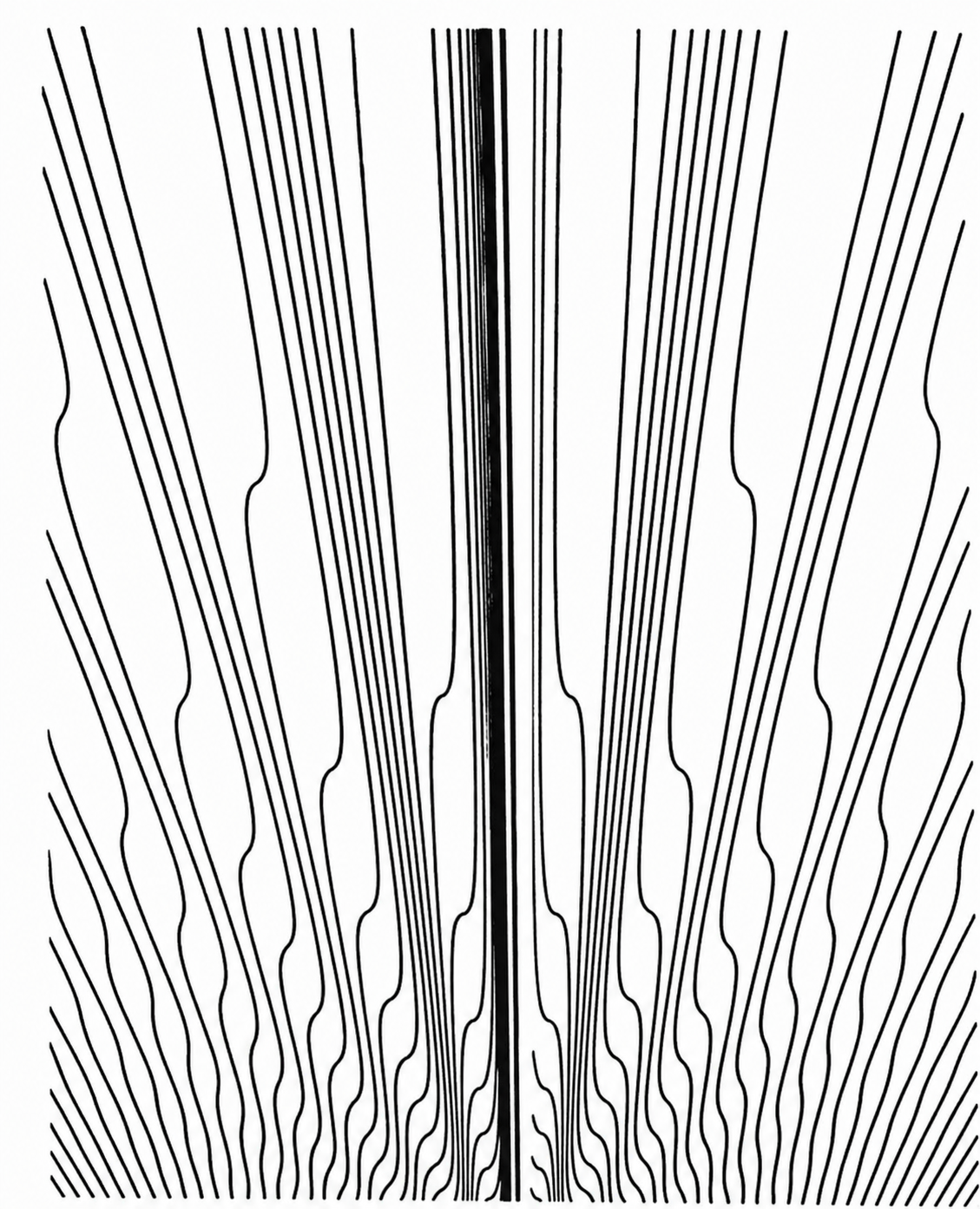 David Bohm's depiction of the guiding field which guides the motion of the electrons in the two-slit experiment. In my view this is one particular way of depicting the wholeness, W.